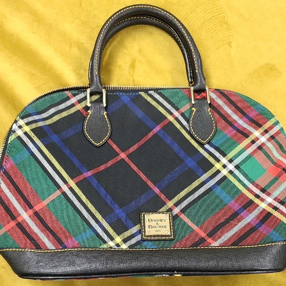 Dooney & Bourke Red and Green Tartan Satchel